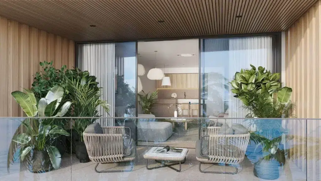 Balcon et espace détente Dolce Beach Résidence Sint Maarten