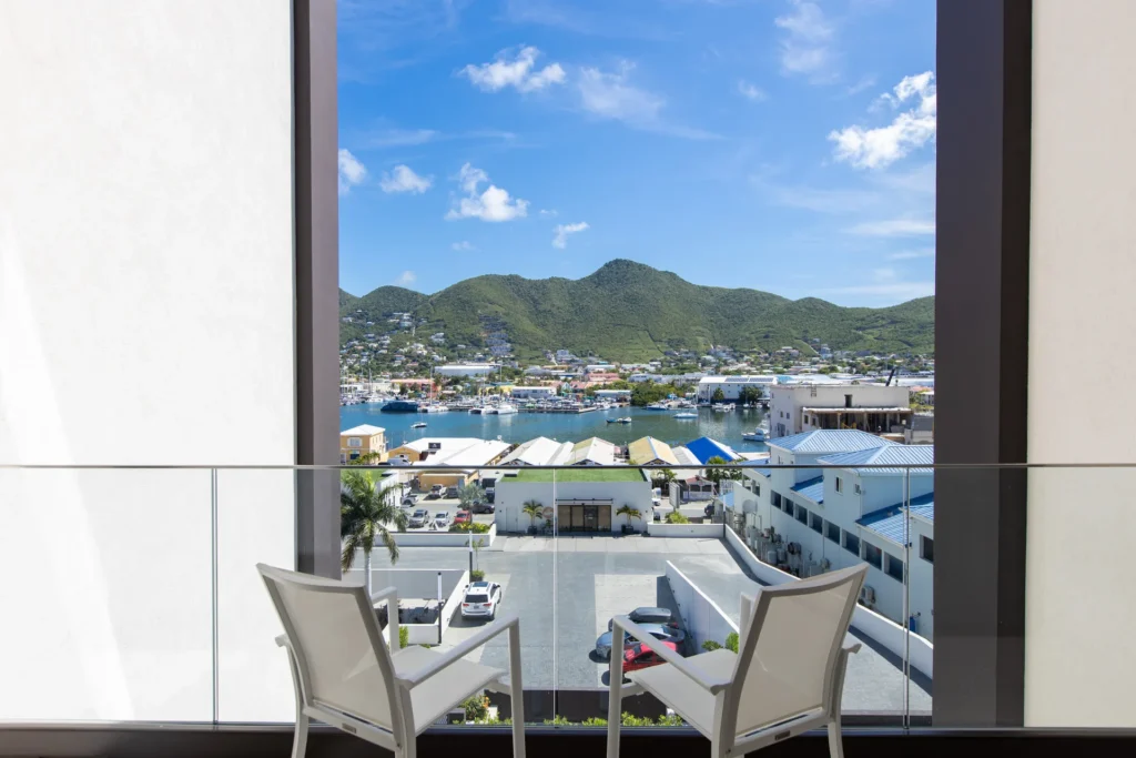 Balcony lagoon view apartment A122 The Hills Residence Sint Maarten